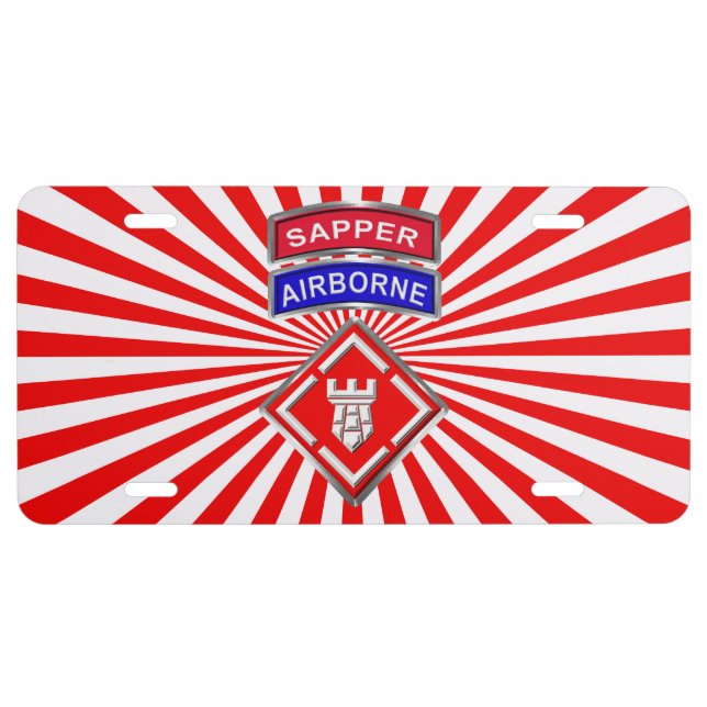 20th Engineer Brigade-Airborne Sapper Sunburst License Plate (Front)