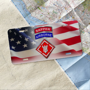 20th Engineer Brigade-Airborne Sapper USA Flag License Plate