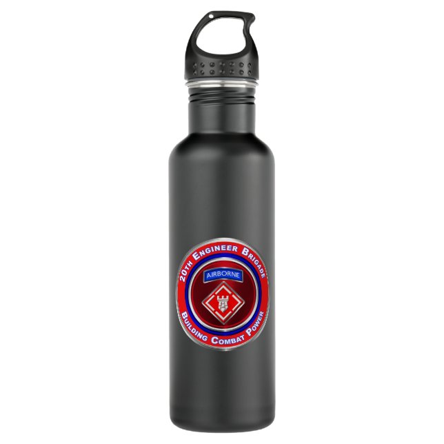 20th Engineer Brigade-Airborne Stainless Steel Water Bottle (Front)