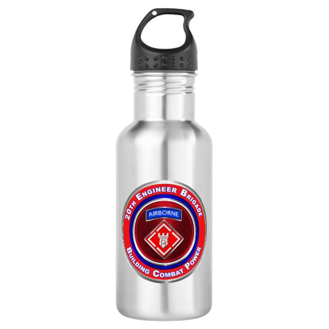 20th Engineer Brigade-Airborne Stainless Steel Water Bottle (Front)