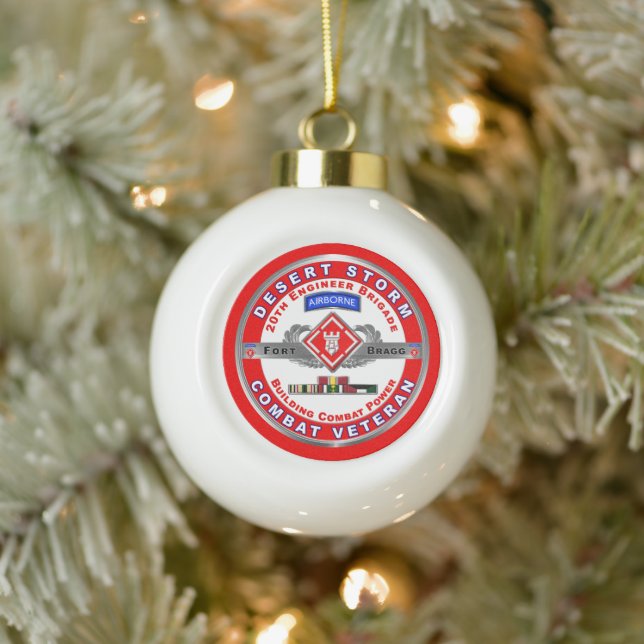 20th Engineer Brigade Desert Storm Veteran  Ceramic Ball Christmas Ornament (Tree)