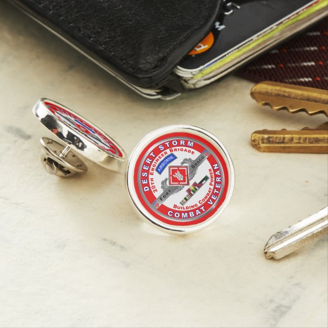 20th Engineer Brigade Desert Storm Veteran Lapel Pin (In Situ)