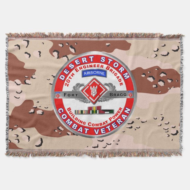 20th Engineer Brigade Desert Storm Veteran Throw Blanket (Front)
