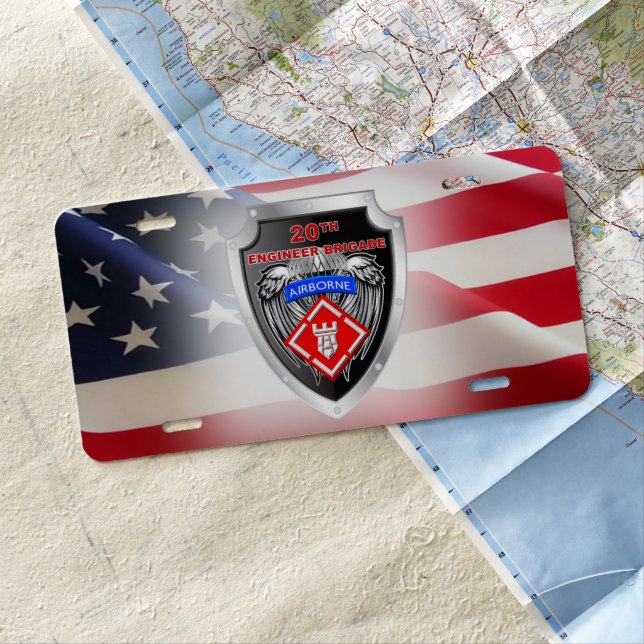 20th Engineer Brigade Shield License Plate (In Situ)