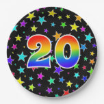 [ Thumbnail: 20th Event: Bold, Fun, Colorful Rainbow 20 Paper Plates ]