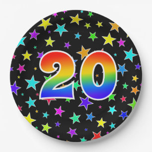 20th Event: Bold, Fun, Colorful Rainbow 20 Paper Plates