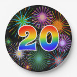 [ Thumbnail: 20th Event - Fun, Colorful, Bold, Rainbow 20 Paper Plates ]