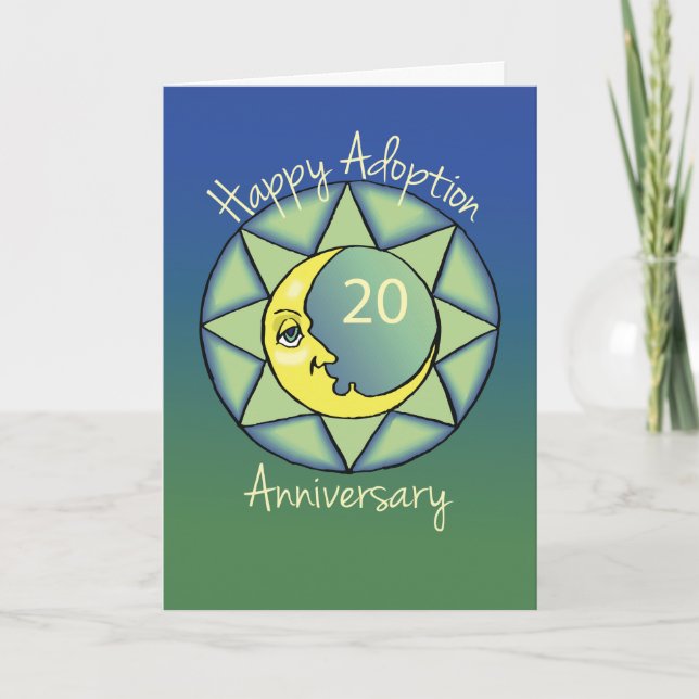 20th Gotcha Day/Adoption Anniversary Moon, Blue Card (Front)