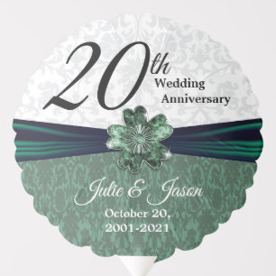 20th Green Emerald Wedding Anniversary Balloon