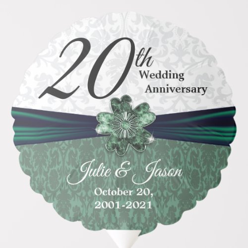 20th Green Emerald Wedding Anniversary Balloon