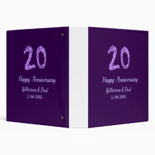 20th happy anniversary add couple name date purple 3 ring binder