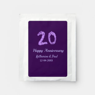 20th happy anniversary add couple name date purple tea bag drink mix