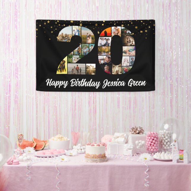 20th happy birthday Photo Collage anniversary Banner (Party)