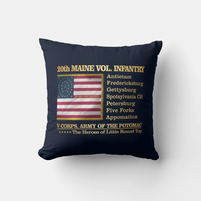 20th Maine Volunteer Infantry (BH) Throw Pillow (Front)