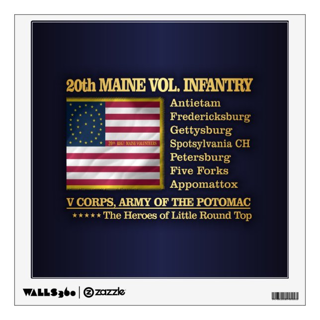 20th Maine Volunteer Infantry (BH) Wall Sticker (Front)