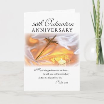20th Ordination Anniversary  Cross Candle Card by sandrarosecreations at Zazzle