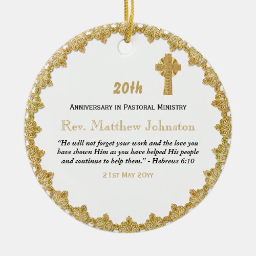 20th Ordination Anniversary Personalized Scripture Ceramic Ornament