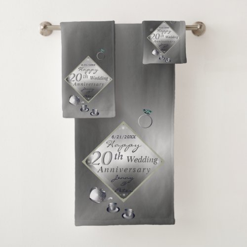 20th Platinum Emerald Anniversary Bath Towel Set