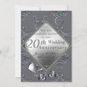 20th Platinum Emerald Anniversary Invitation