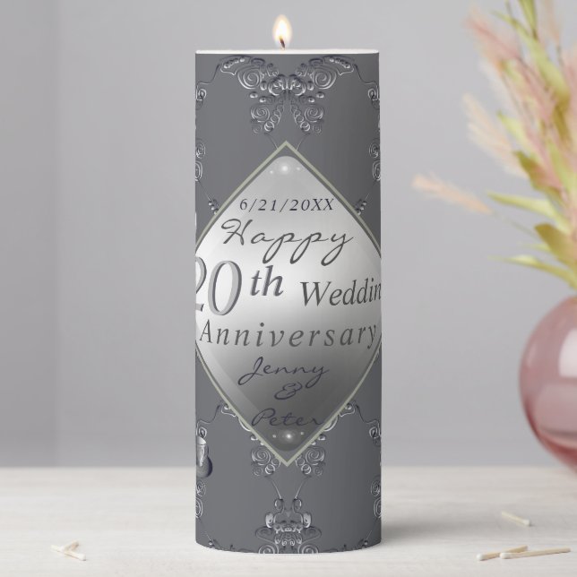 20th Platinum Emerald Anniversary  Pillar Candle (In Situ)