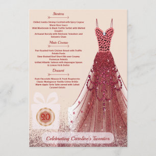 20th Ruby Red Glitter Burgundy Birthday Party Menu