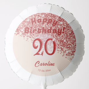 20th Ruby Red Glitter Champagne Birthday Balloon