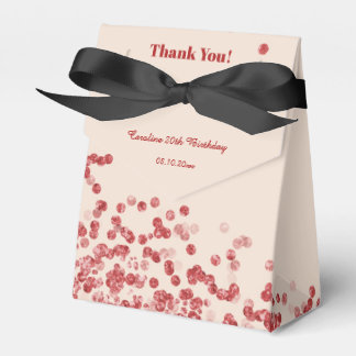 20th Ruby Red Glitter Champagne Birthday Favor Boxes