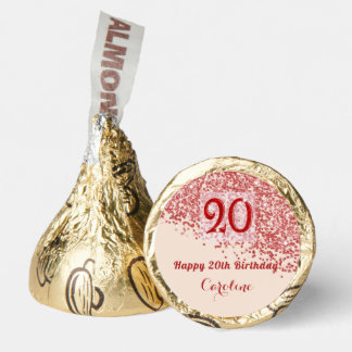20th Ruby Red Glitter Champagne Birthday Hershey®'s Kisses®