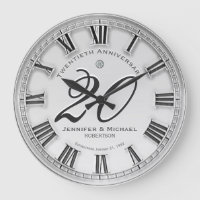 20th Silver Wedding Anniversary Large Clock