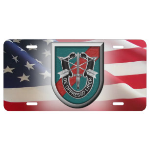 20th Special Forces Group (Airborne) American Flag License Plate