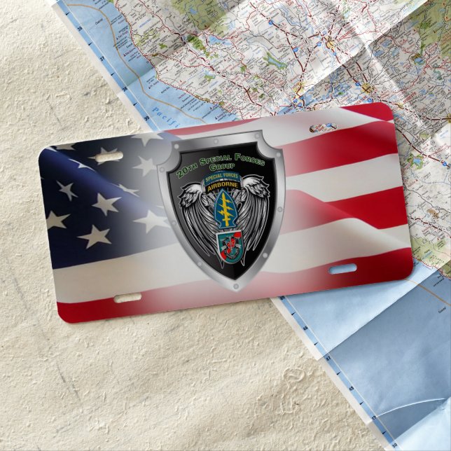 20th Special Forces Group (Airborne) Shield License Plate (In Situ)