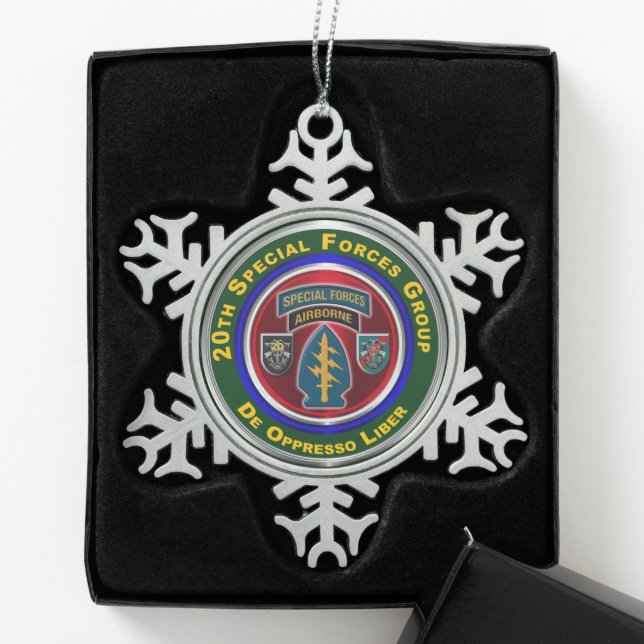 20th Special Forces Group   Snowflake Pewter Christmas Ornament (Box)