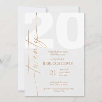20th Twentieth Birthday Modern Twenty Party Invitation