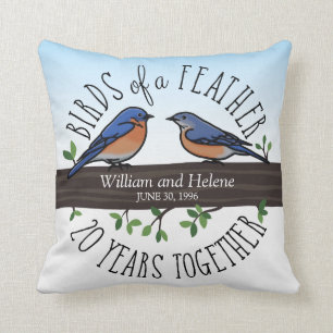 20th Wedding Anniversary, Bluebirds of a Feather Throw Pillow