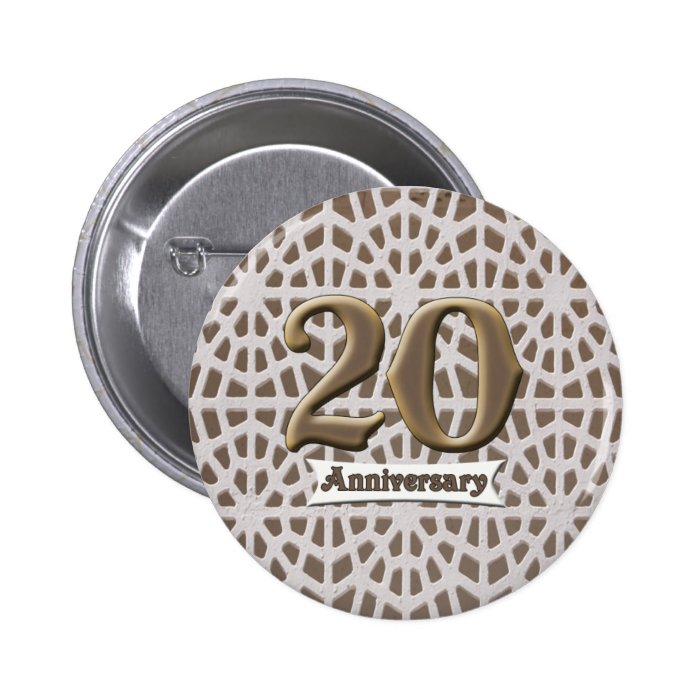 20th Wedding Anniversary Buttons