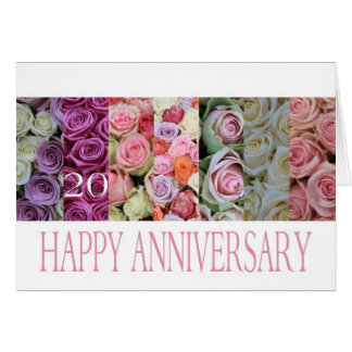 20th Wedding Anniversary Card pastel roses