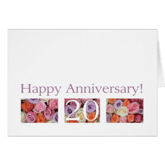 20th Wedding Anniversary Card pastel roses