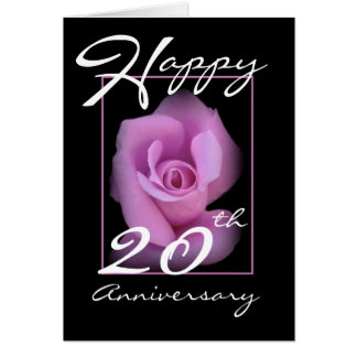 20th Wedding Anniversary Card with Pink Rosebud