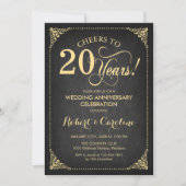 20th Wedding Anniversary - Chalkboard Gold Invitation (Front)