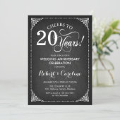 20th Wedding Anniversary - Chalkboard White Invitation (Standing Front)