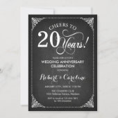 20th Wedding Anniversary - Chalkboard White Invitation (Front)