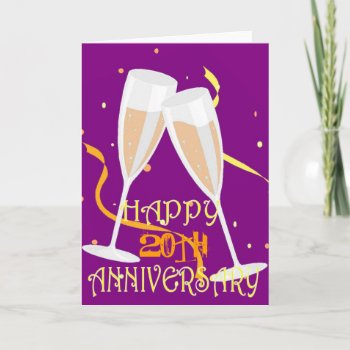 20th Wedding Anniversary Champagne Celebration Card by DatesDuJour at Zazzle