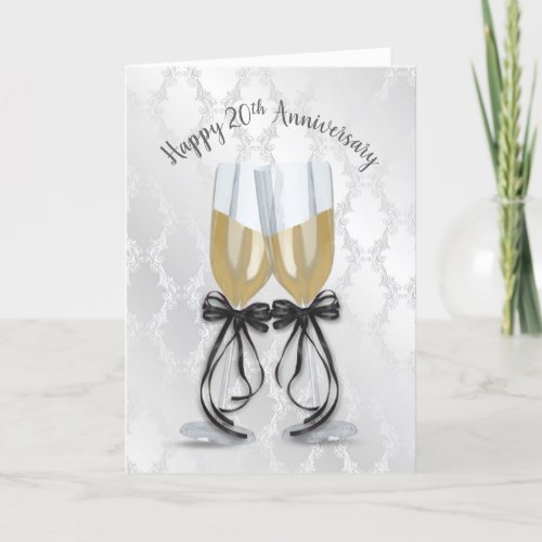 20th Wedding Anniversary Champagne Toast   Card