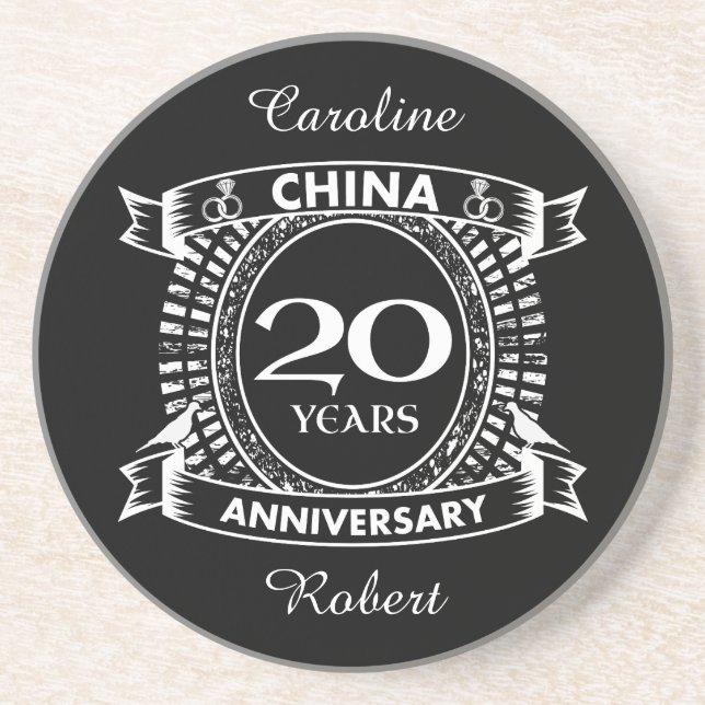 20TH wedding anniversary china Drink Coaster (Front)
