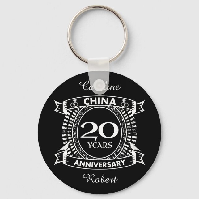 20TH wedding anniversary china Keychain (Front)