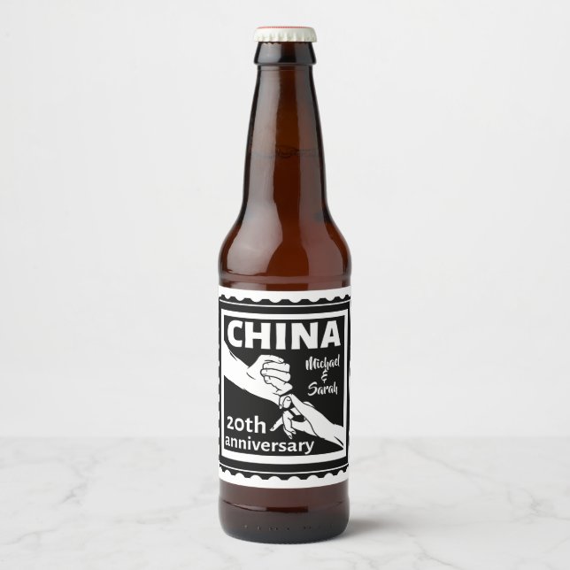 20th wedding anniversary China traditional Beer Bottle Label (Front)