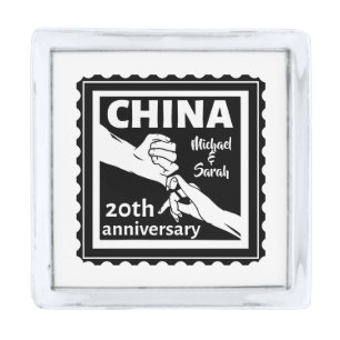 20th wedding anniversary China traditional Silver Finish Lapel Pin