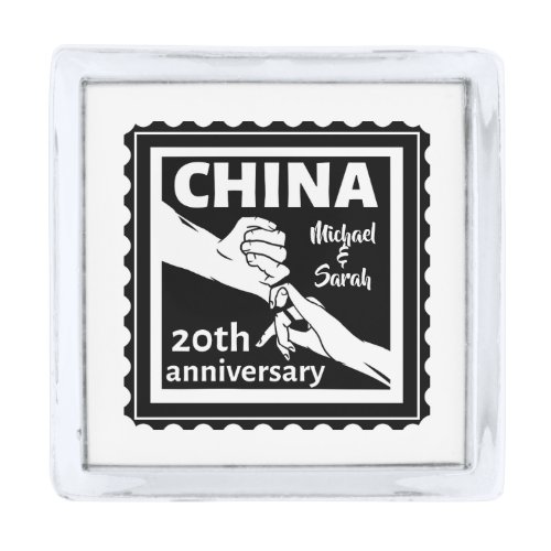 20th wedding anniversary China traditional Silver Finish Lapel Pin