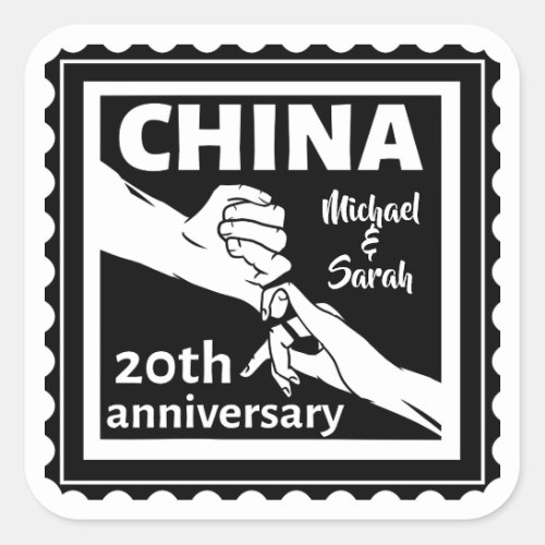 20th wedding anniversary China traditional Square Sticker