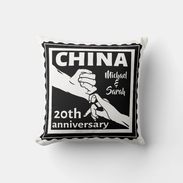 20th wedding anniversary China traditional Throw Pillow (Front)